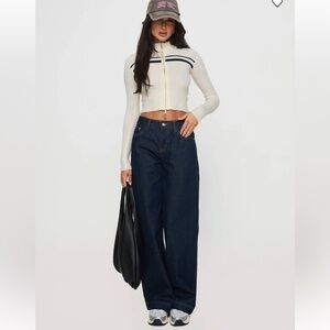 Princess Polly White and Black Striped Crop Top